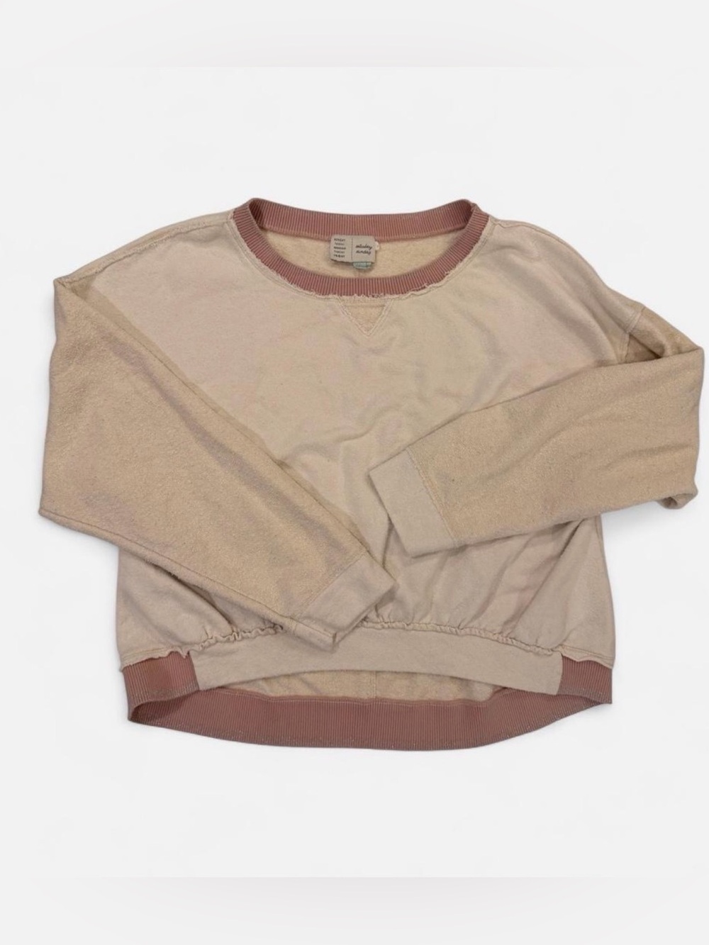 Anthropologie Saturday/Sunday Cream & Dusty Pink Oversized Sweatshirt Small